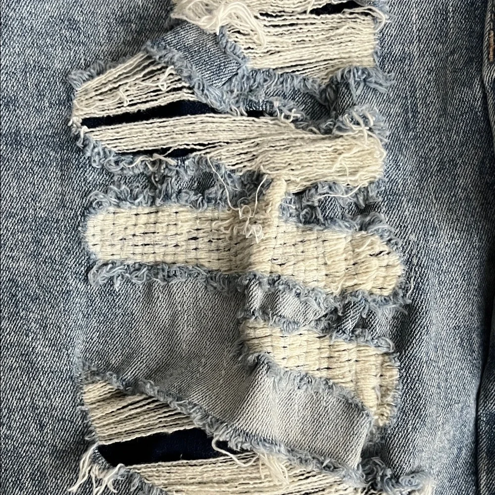 Smoke Rise Distressed Rip Repair Light Blue Men’s Jeans Sz 36x34 Streetwear Edgy - Picture 9 of 12